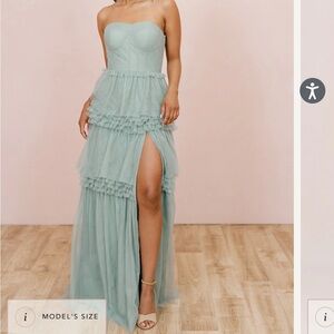 Revelry Adeline Tulle Dress- Sage 337